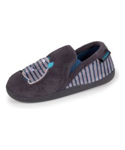 Chaussons Mocassins Enfant Monstre rayé - Gris