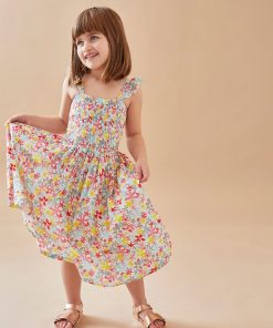 Robe longue à imprimés fleuris, - Rose