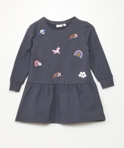 Robe en molleton avec imprimé - Bleu marine