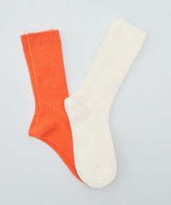 Chaussettes en laine - Orange/blanc