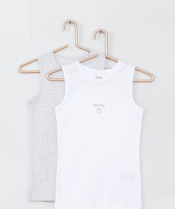 Lot de 2 débardeurs - blanc/gris chiné