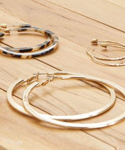Lot de 3 boucles d'oreilles - Beige