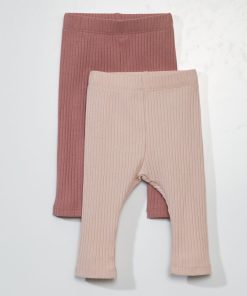 Lot de 2 leggings côtelés - Mixte - Rose