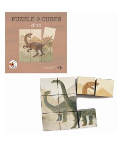 Puzzle cube dinosaure en bois - N/A