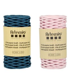 2 bobines de fil kraft bleu azur/ rose - N/A