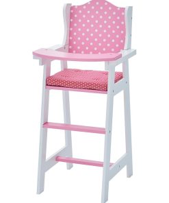 Chaise haute pour poupon poupée jouet rose à pois blanc Olivias Little World TD-0098AD - N/A