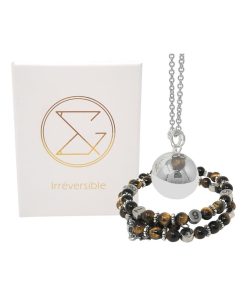 Box grossesse - Bola et bracelet d'allaitement - Œil du tigre - Marron