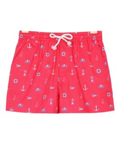 Short de bain  imprimé marin SWIMBOY - 'LA FAUTE A VOLTAIRE' - Rouge