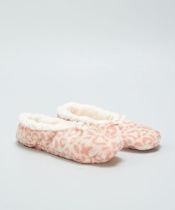 Chaussons en polaire 'léopard' - Rose