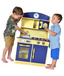 Jeu de cuisine enfant en bois dinette bleu fille et garçon Teamson Kids TD-11412B - N/A