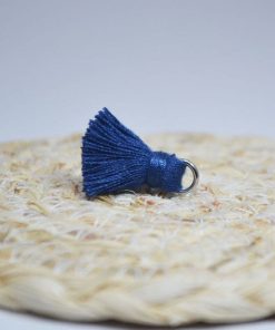 Gros Pendentif Pompon Coton Anneau Acier Inox - Bola Grossesse Diy - Bleu Marine - Bleu marine
