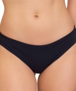 Bas de bikini côtelé à lacets Ring - Noir
