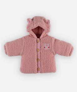 Veste à capuche en sherpa, - Rose