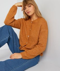 Gilet en maille avec ouverture boutonnée - Marron
