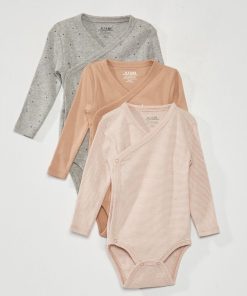 Lot de 3 bodies en maille côtelée - 3 pièces - Gris
