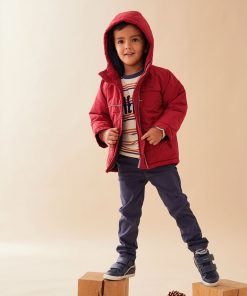 Manteau à capuche, brique - Rouge