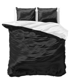 Parure de Lit Satin Réversible Noir / Blanc - Noir