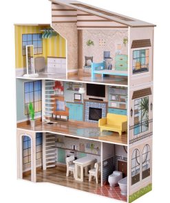Maison de poupée en bois enfant 3 étages avec 17 accessoires Méditerranéen Olivia’s Little World - N/A