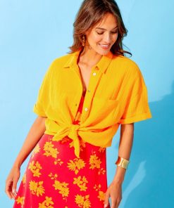 Chemisier en gaze de coton - Jaune