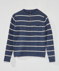 Pull léger à col tunisien - Bleu
