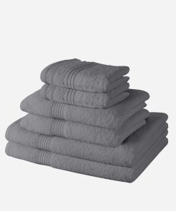 Lot de 4 serviettes et 2 draps de bain - Gris