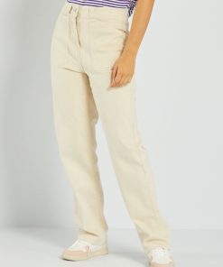 Jean wide-leg à taille haute - Beige
