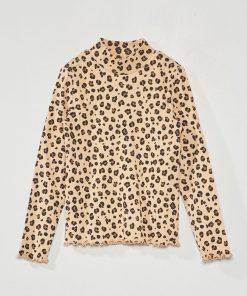 Sous-pull en maille côtelée avec imprimé - Beige