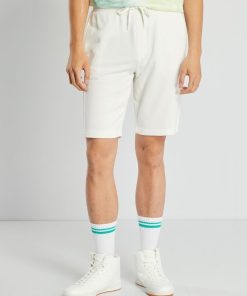 Short en molleton uni - Blanc