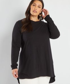 T-shirt rallongé manches longues - Noir