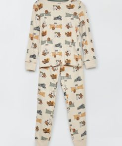 Pyjama long imprimé all over - Beige