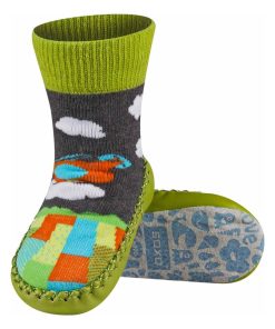 Chaussons chaussettes avec semelle en cuir - Gris