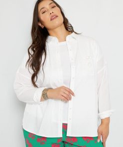 Chemise longue en popeline - blanc