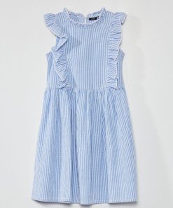 Robe fantaisie à rayures - Bleu