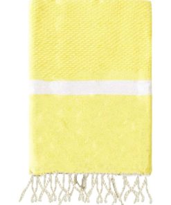 Fouta traditionnelle en coton 100 x 200 cm en nid d'abeille - Jaune