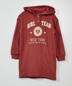 Robe sweat en molleton - Facile à enfiler - Rose