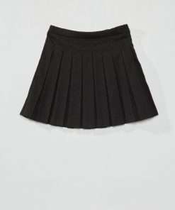 Jupe plissée imprimé tartan - noir