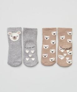 Lot de 2 paires de chaussettes antidérapantes - Gris/Marron