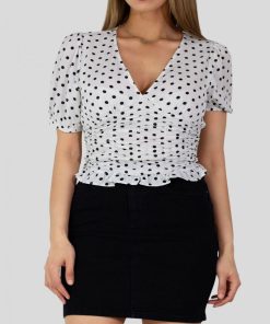 Top à pois Kebello - Blanc Blanc