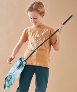 T-shirt imprimé guitare en coton BIO, - Marron
