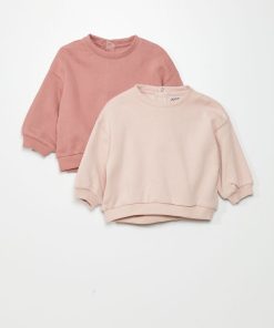 Lot de 2 sweats en molleton - Rose/poudré