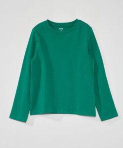 T-shirt manches longues uni - Vert