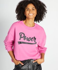 Sweat en molleton avec imprimé - Rose