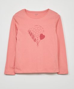 T-shirt à manches longues avec imprimé - Rose