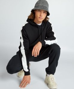Sweat à capuche bicolore - noir