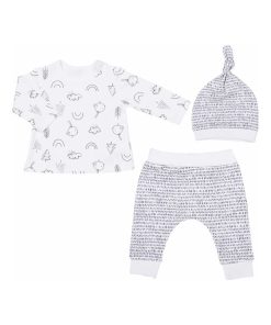 Ensemble vêtements Bébé 3 pièces, SWEET BIRDS - Blanc