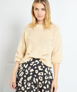 Pull en maille tricot 'JDY' - Beige