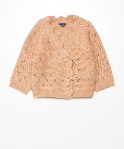 Gilet cache-coeur en maille fantaisie - Rose