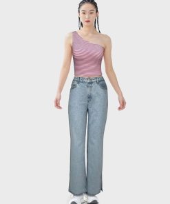 Crop top one shoulder - Rose