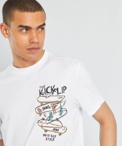 T-shirt en jersey avec imprimé - blanc