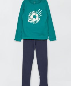 Ensemble pyjama t-shirt + pantalon - 2 pièces - Vert/bleu